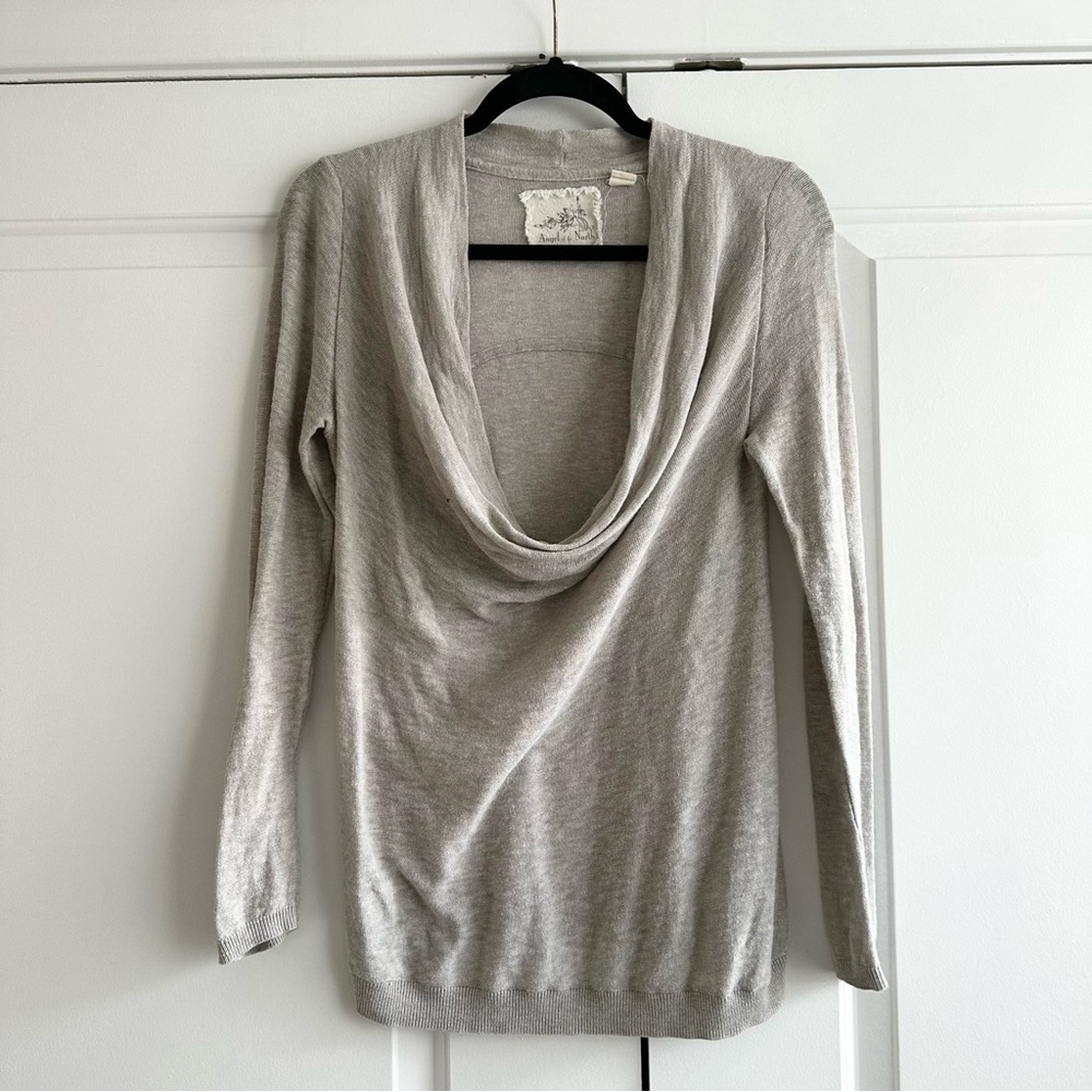 Angel Of The North Anthropologie Light Gray Cowl Neck Sweater